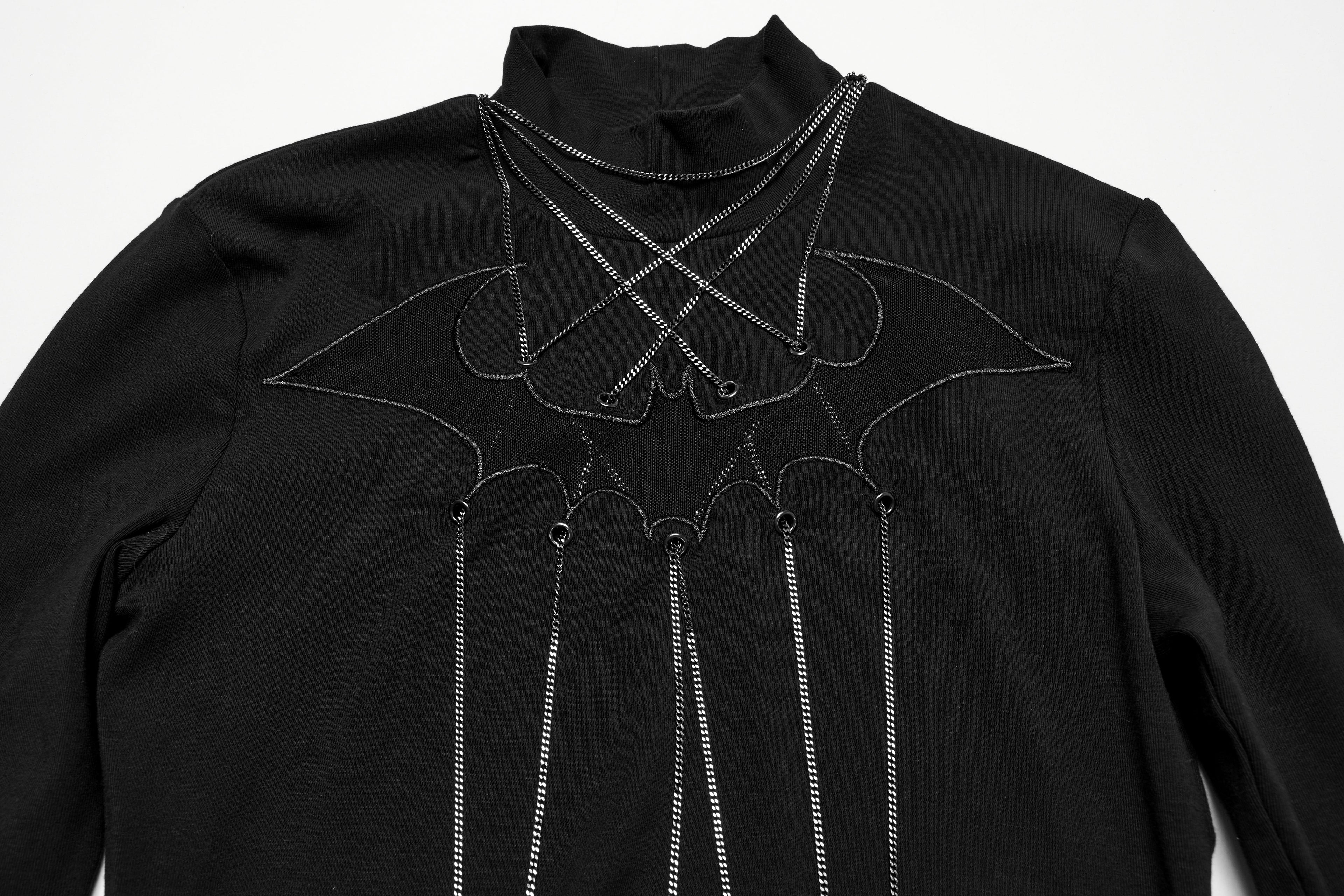Punk Rave Morrigan Bat Chain Goth Top In Black