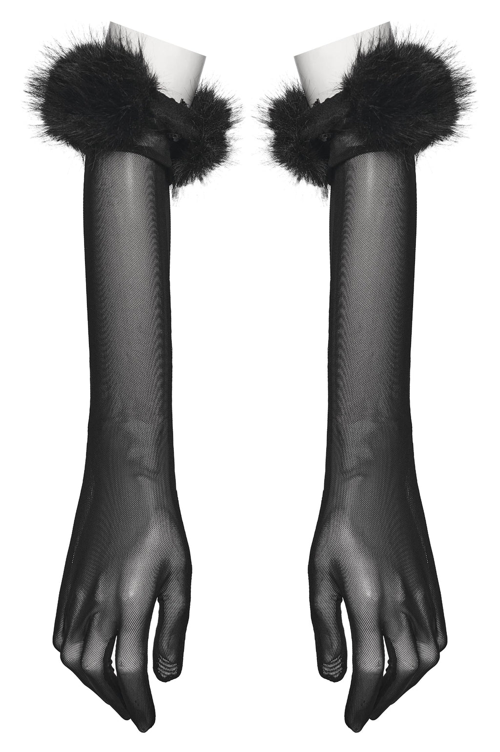 Punk Rave Fluffy Goth Claw Gloves