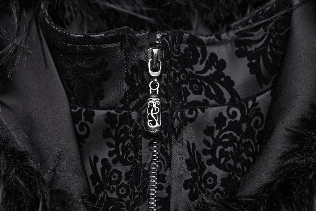 Punk Rave Morrigan Goth Gorgeous Jacquard Coat - Black