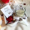 Small Happy Birthday Gift Hamper - Silver Heart Drop Earrings, Chocolates & Candle