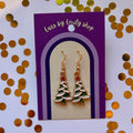 Green Christmas Tree gold earrings