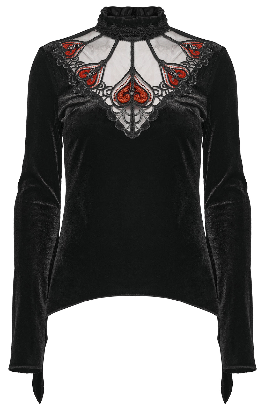 Punk Rave Belladonna Demon’s Hand Velvet T-Shirt in Red