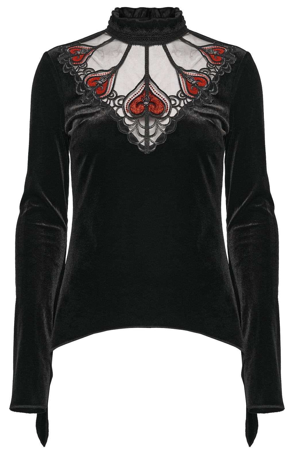 Punk Rave Belladonna Demon’s Hand Velvet T-Shirt in Red