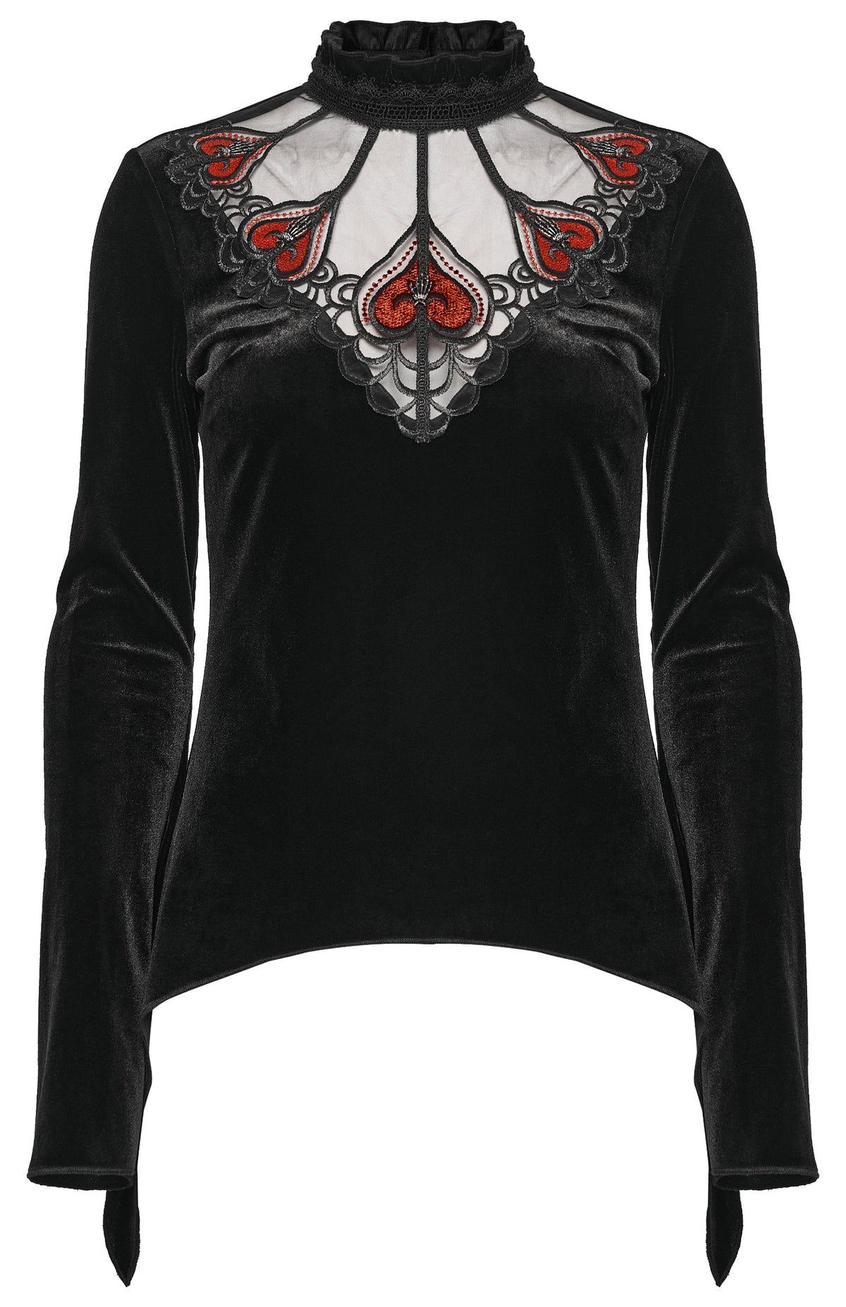 Punk Rave Belladonna Demon’s Hand Velvet T-Shirt in Red