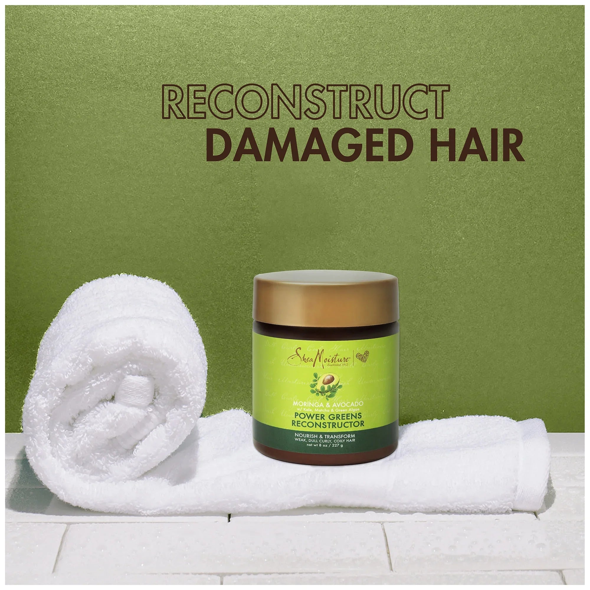 Shea Moisture Moringa & Avocado Power Greens Reconstructor 8 oz / 237 ml - For Weak, Brittle & Dry Hair