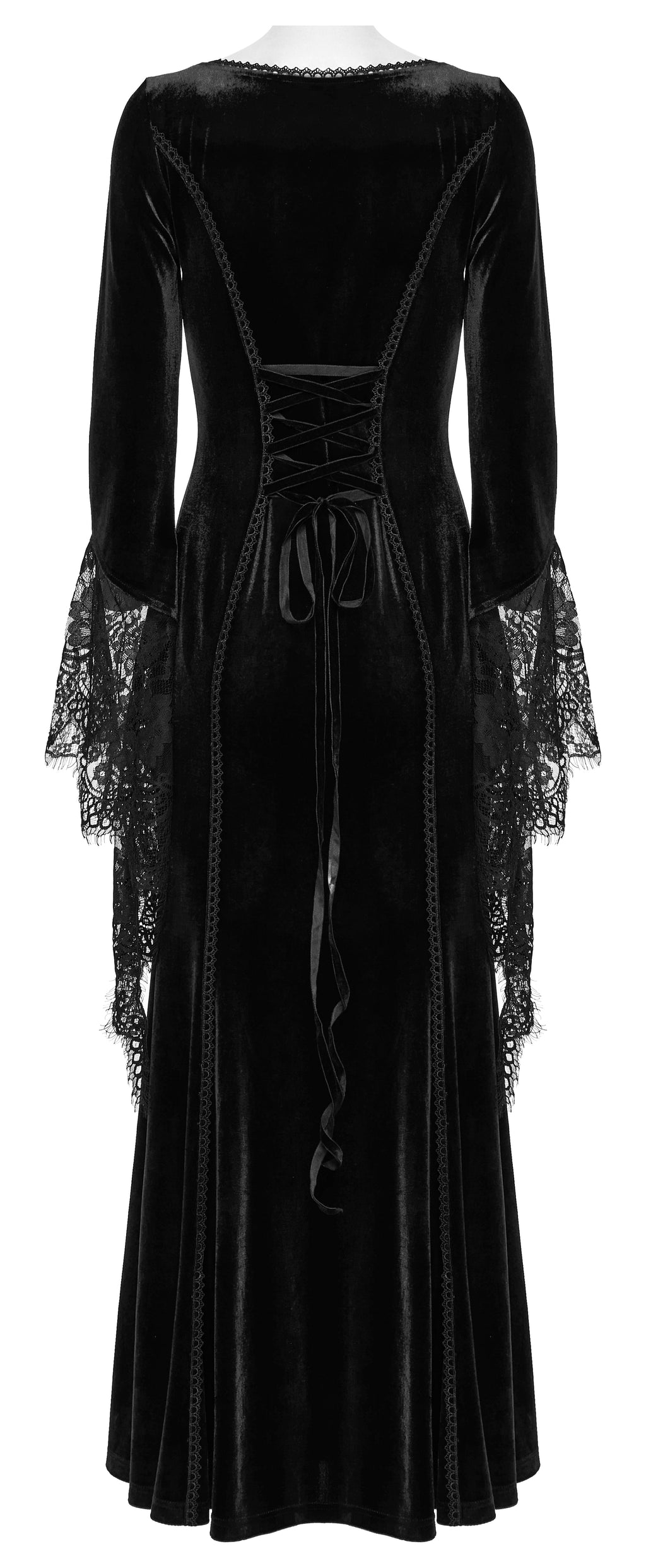 Punk Rave Isolde Velvet Lace Sleeve Dress In Black