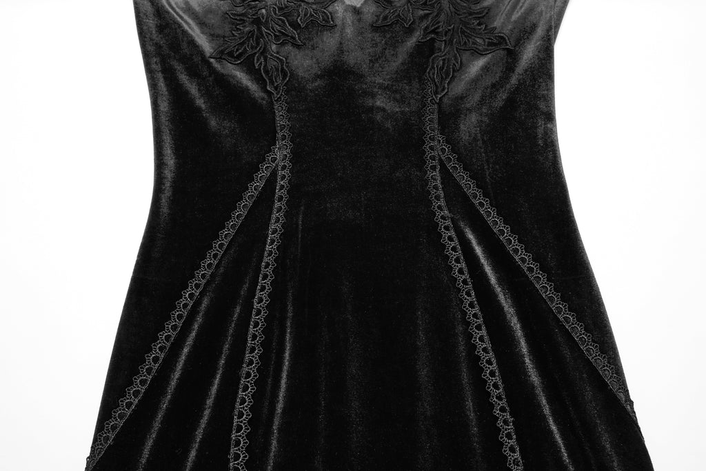 Punk Rave Isolde Velvet Lace Sleeve Dress In Black
