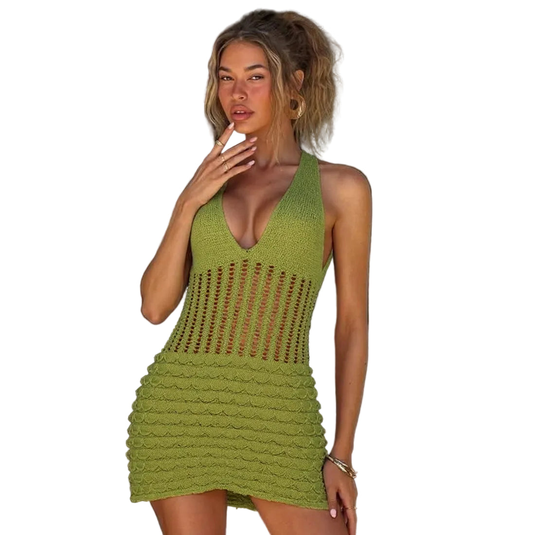 Sexy Cut-Out Tie-Back Knit Fitted Dress for Women