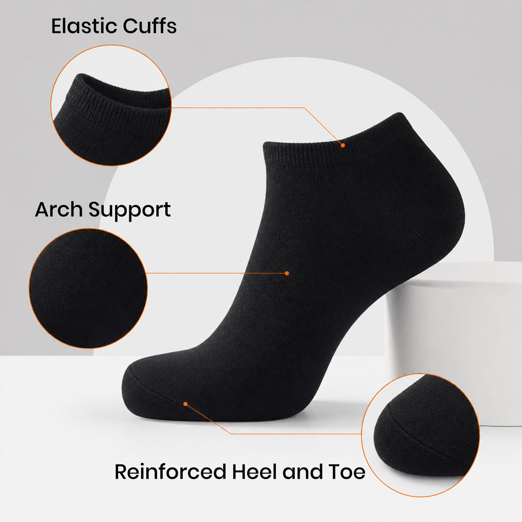 Sock Stack Men's Trainer Socks 6 Pairs Lightweight Cotton Blend Ankle With Arch Support
