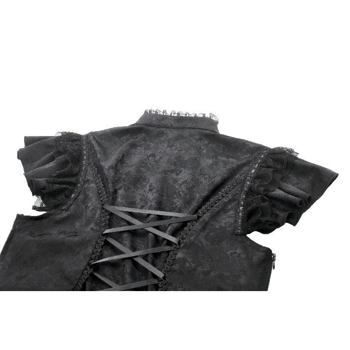 Dark in Love Seraphine Lace Shoulder Goth Top