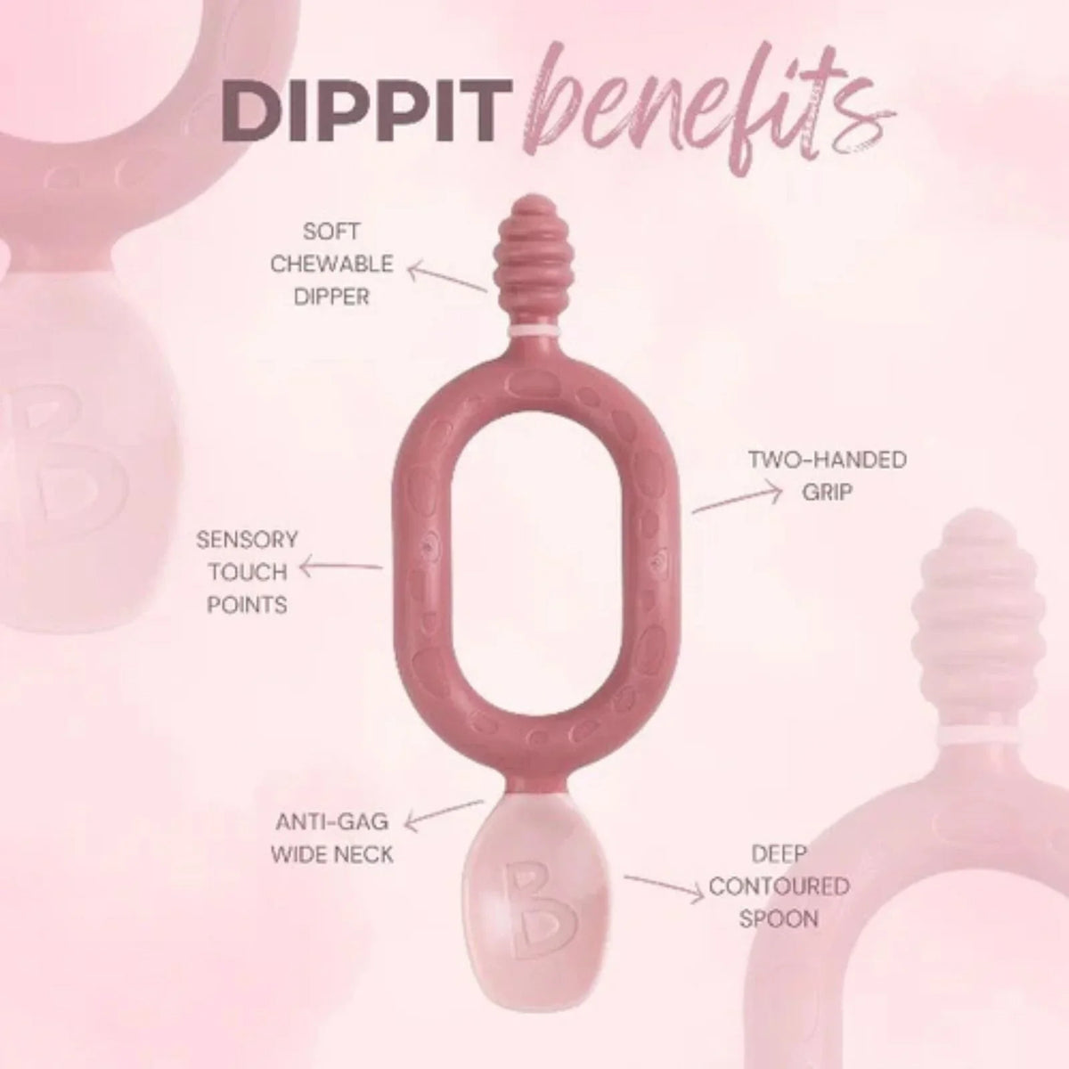 Bibado Dippit Baby Weaning Spoons 6+ months Pack of 2 - Fawn
