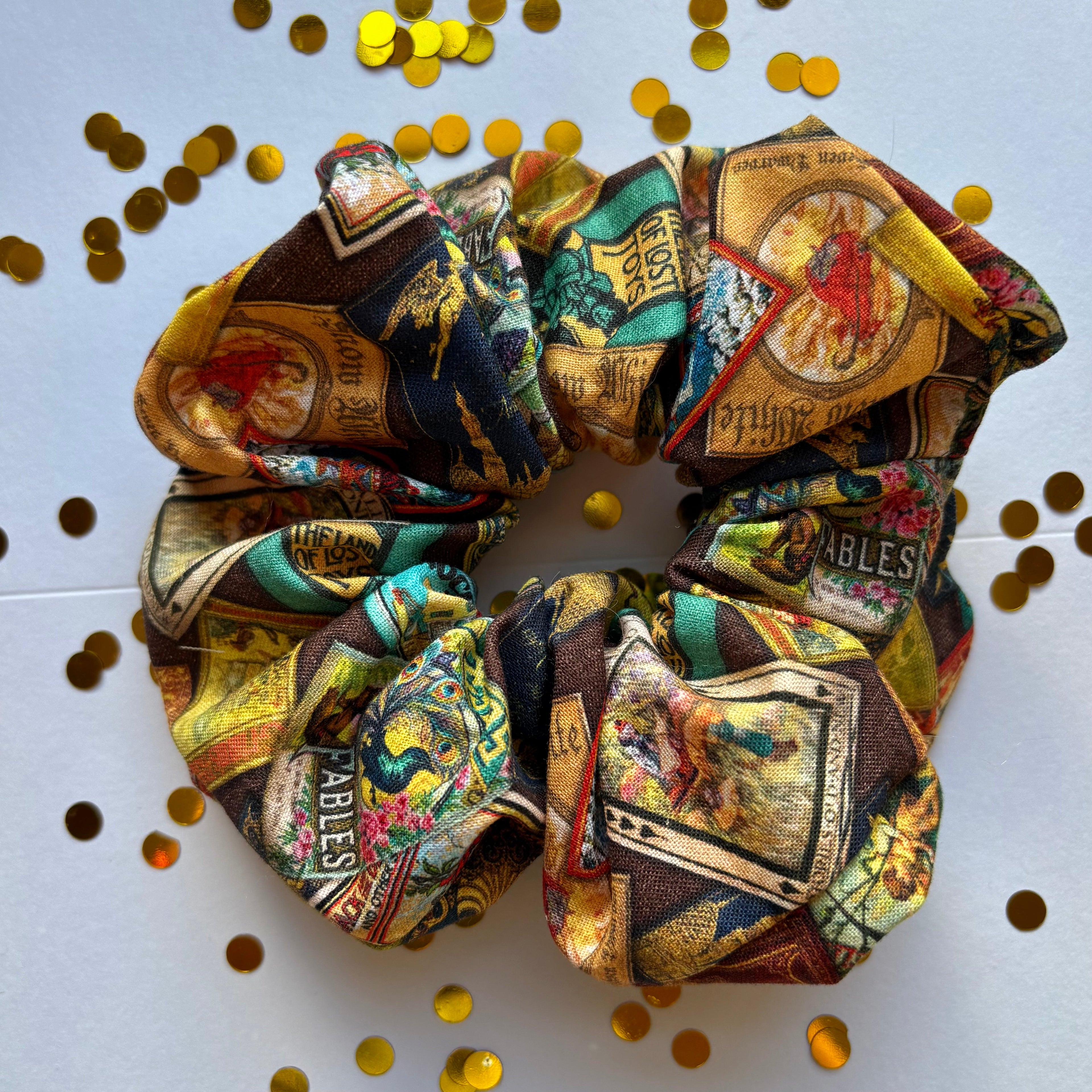 Big handmade vintage style book scrunchie