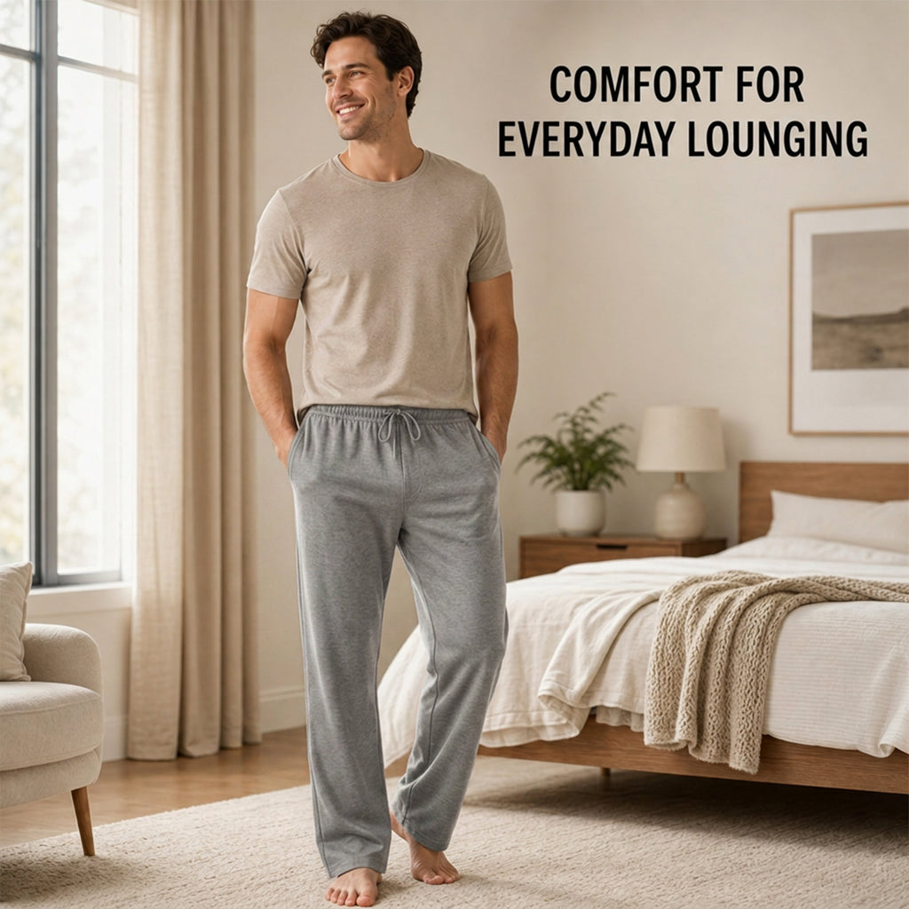 Sock Stack 2 Pack Mens Cotton Lounge Bottoms Stretchable PJ Pants Durable Cosy Cosy Super Soft Lounge Comfort
