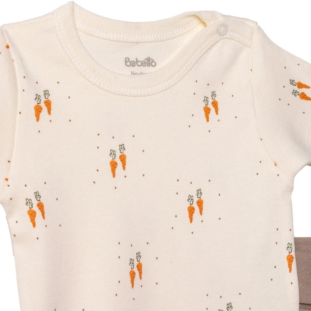 Bebetto Boys Bodysuit & Footed Bottom Set Animal Print Snap Fastening Baby Carrot Crew Neck Full Len - Brown