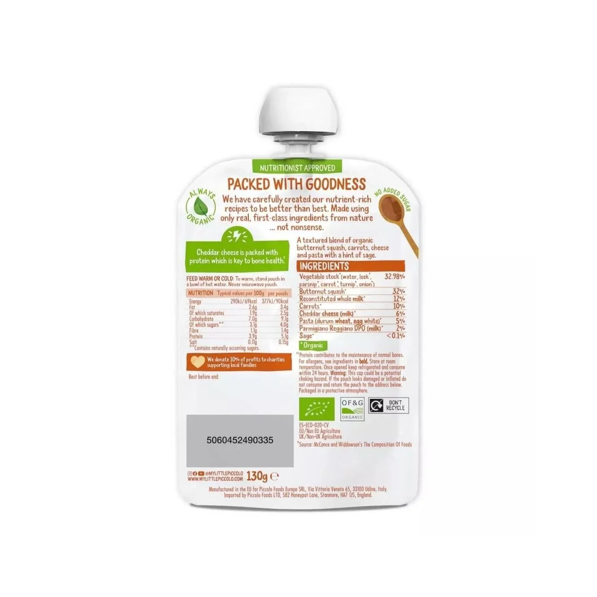 Piccolo Organic Butternut Squash Mac & Cheese 7+ months 130g