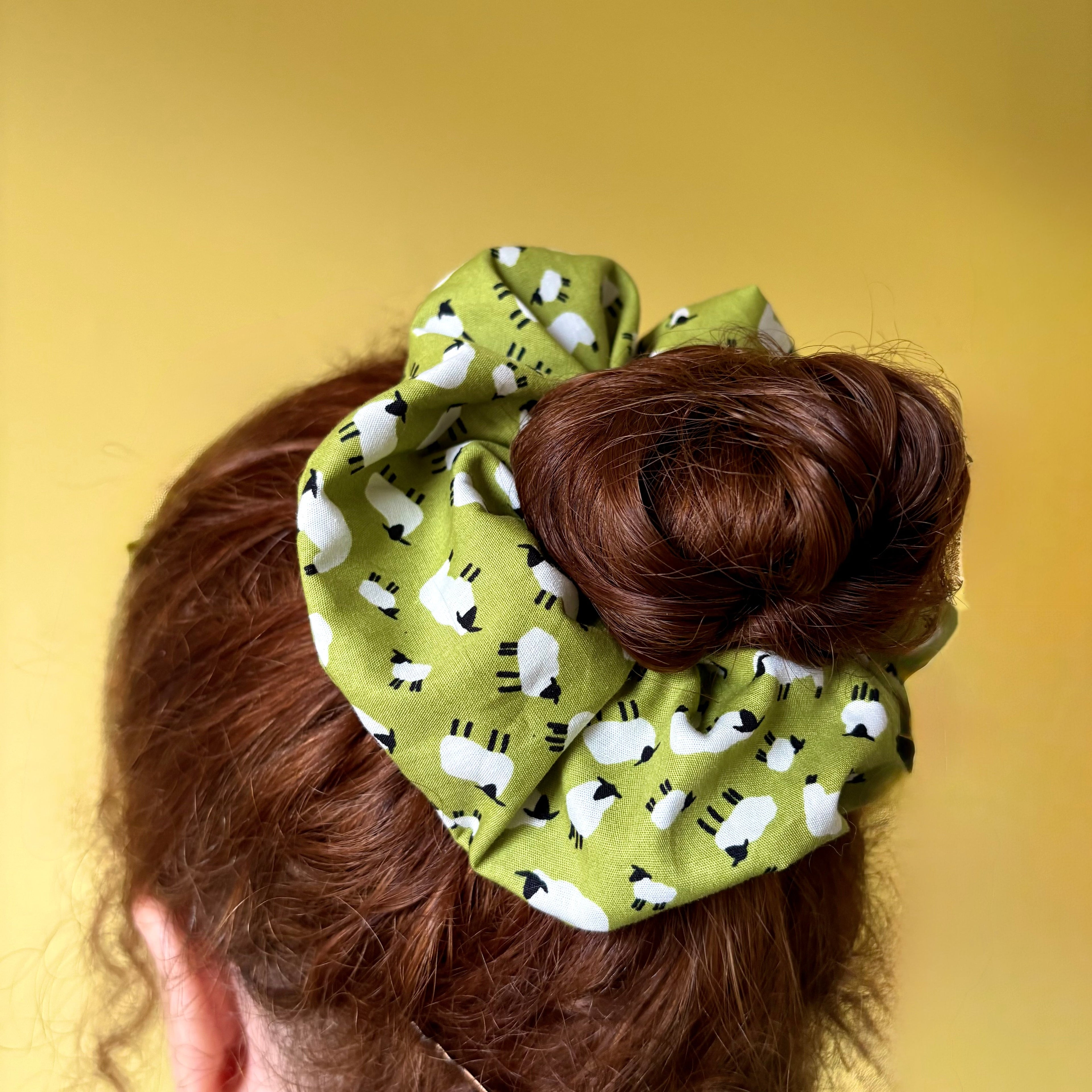 Green sheep scrunchie