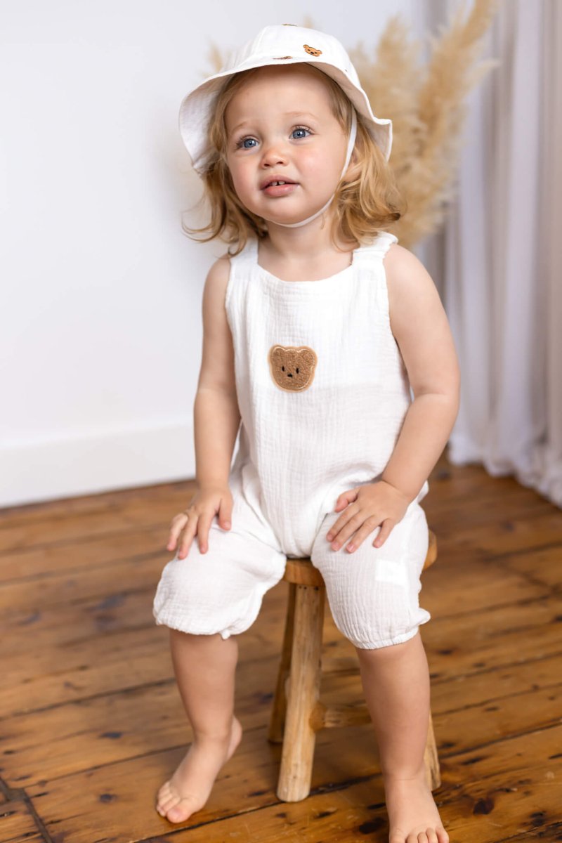 The Bear Set Hat & Romper White