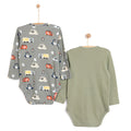 HelloBaby Baby Boy Long Sleeve Bodysuit 2pcs - Khaki