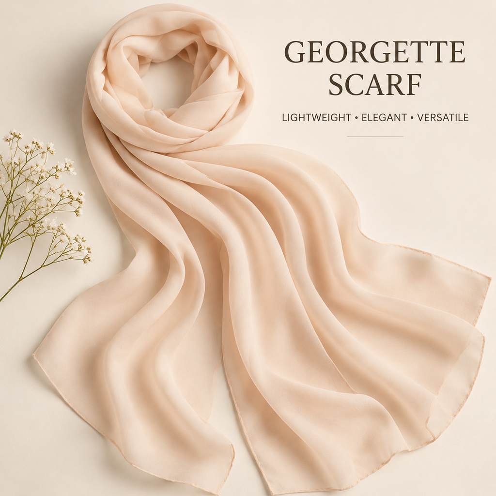 Soft Peach Georgette Scarf  Hijab Lightweight Nude Apricot Shawl Wrap