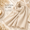 Ivory Cream Cotton Scarf – Soft, Comfortable Everyday Essential