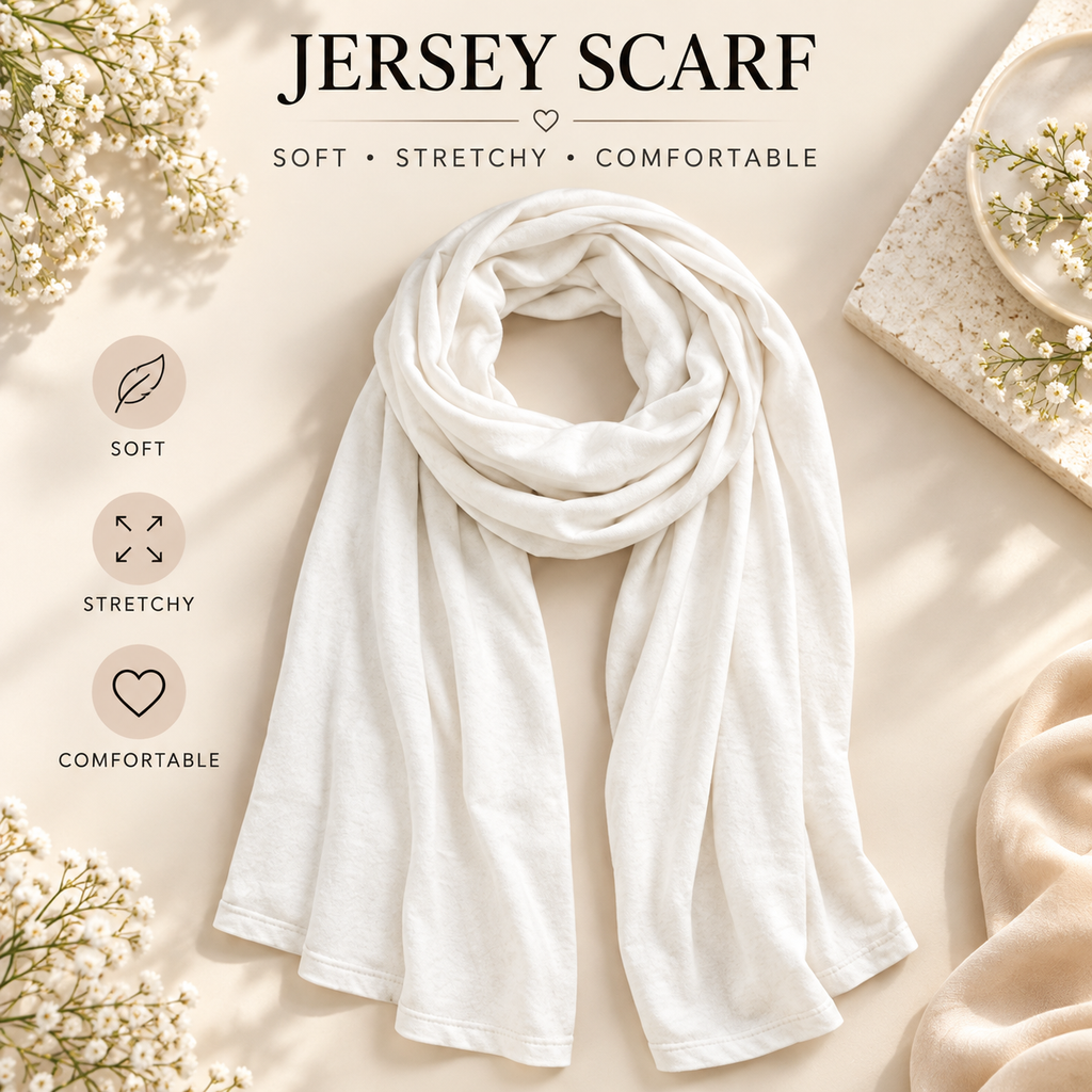 Premium Jersey Scarf Soft Stretchy Lightweight Hijab Wrap Headscarf Shawl Plain