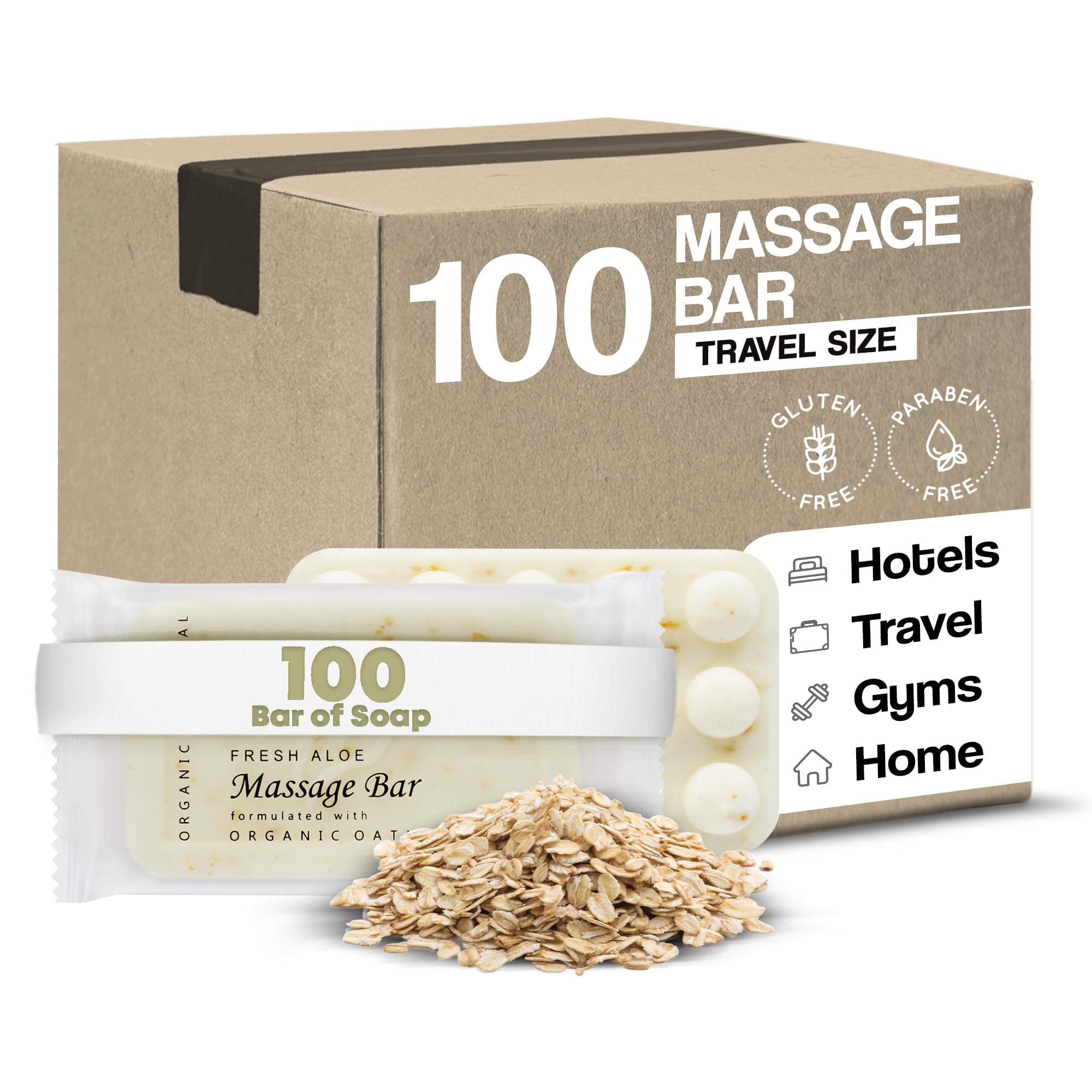 1-Shoppe Travel Size Hotel Bar Soap – 100 Count Massage Bars, Oatmeal & Aloe