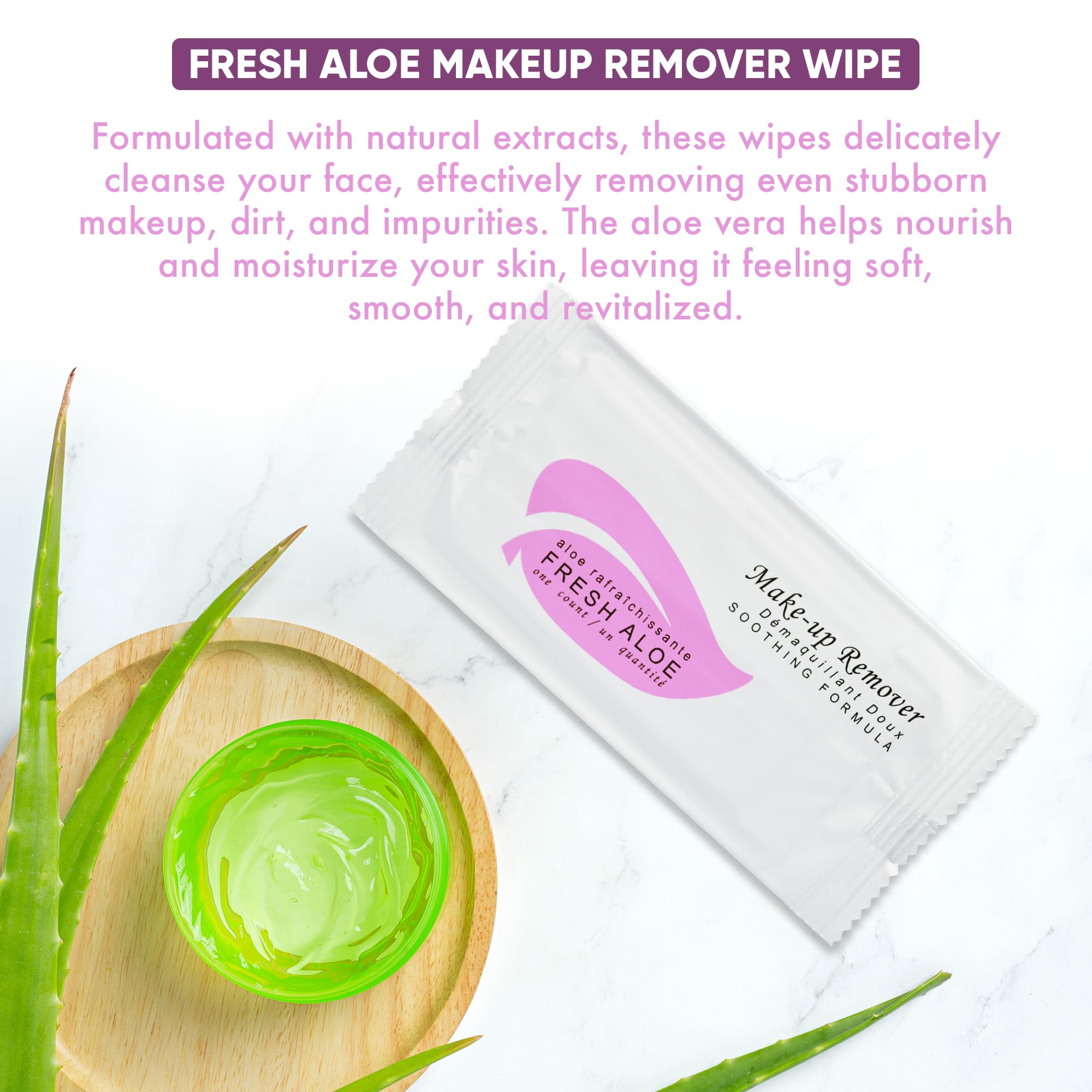 Fresh Aloe Makeup Remover Wipes for Hotels & Rentals (Case of 50) | 1-Shoppe All-in-Kit