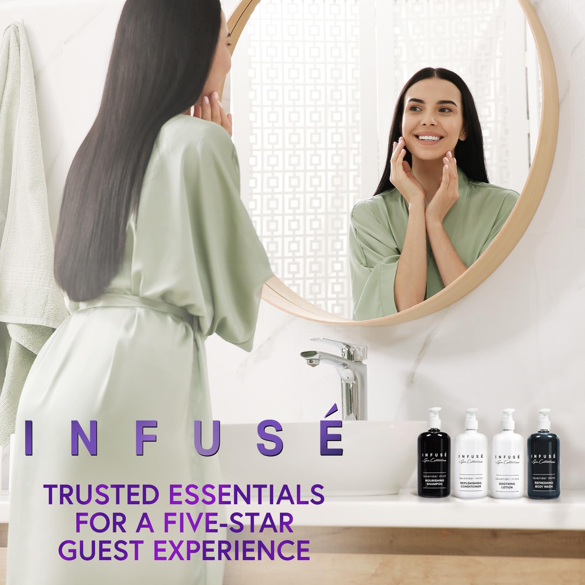 1-Shoppe Infuse Lavender Mint Spa Collection Amenities Set – 10.14 oz Pumps