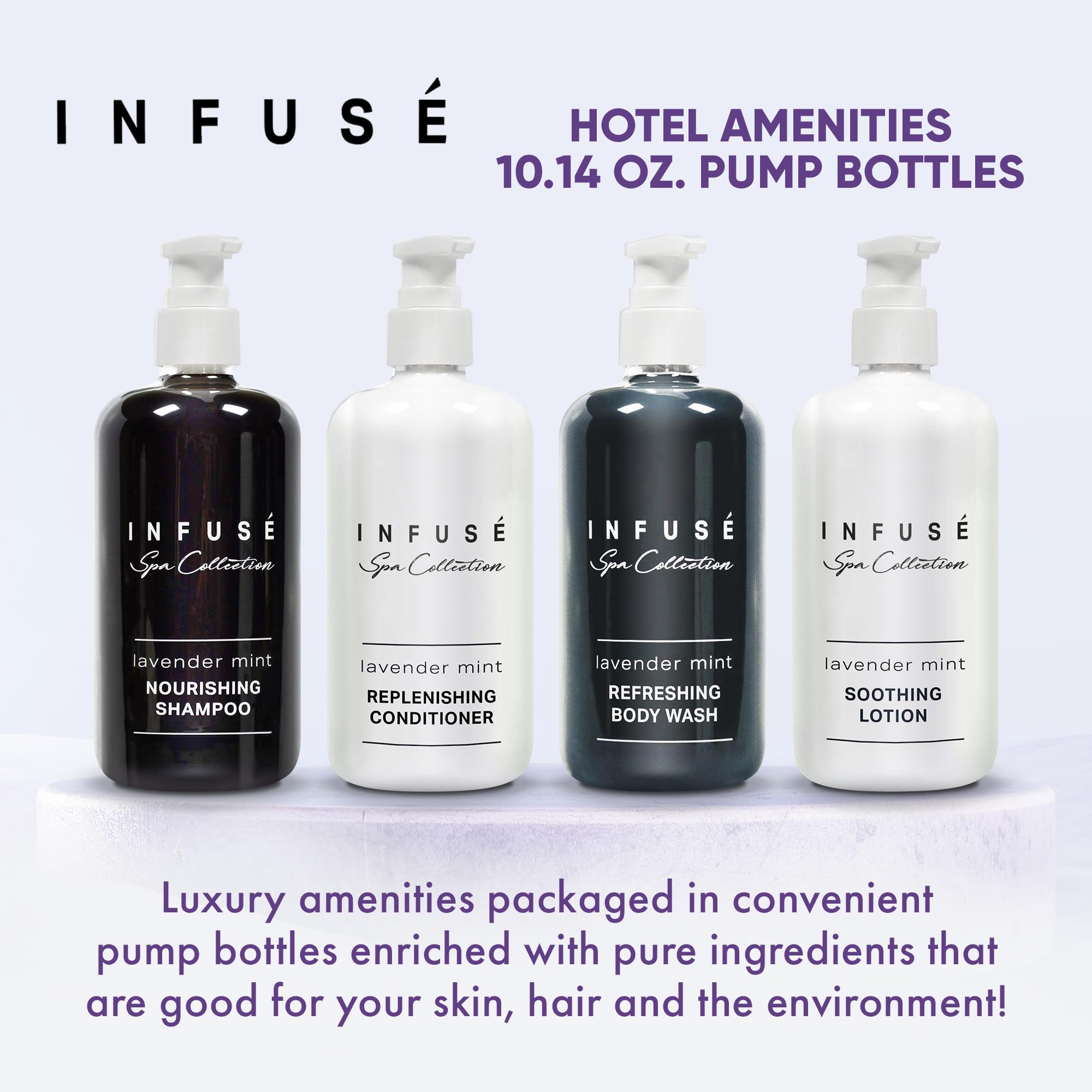 1-Shoppe Infuse Lavender Mint Spa Collection Amenities Set – 10.14 oz Pumps