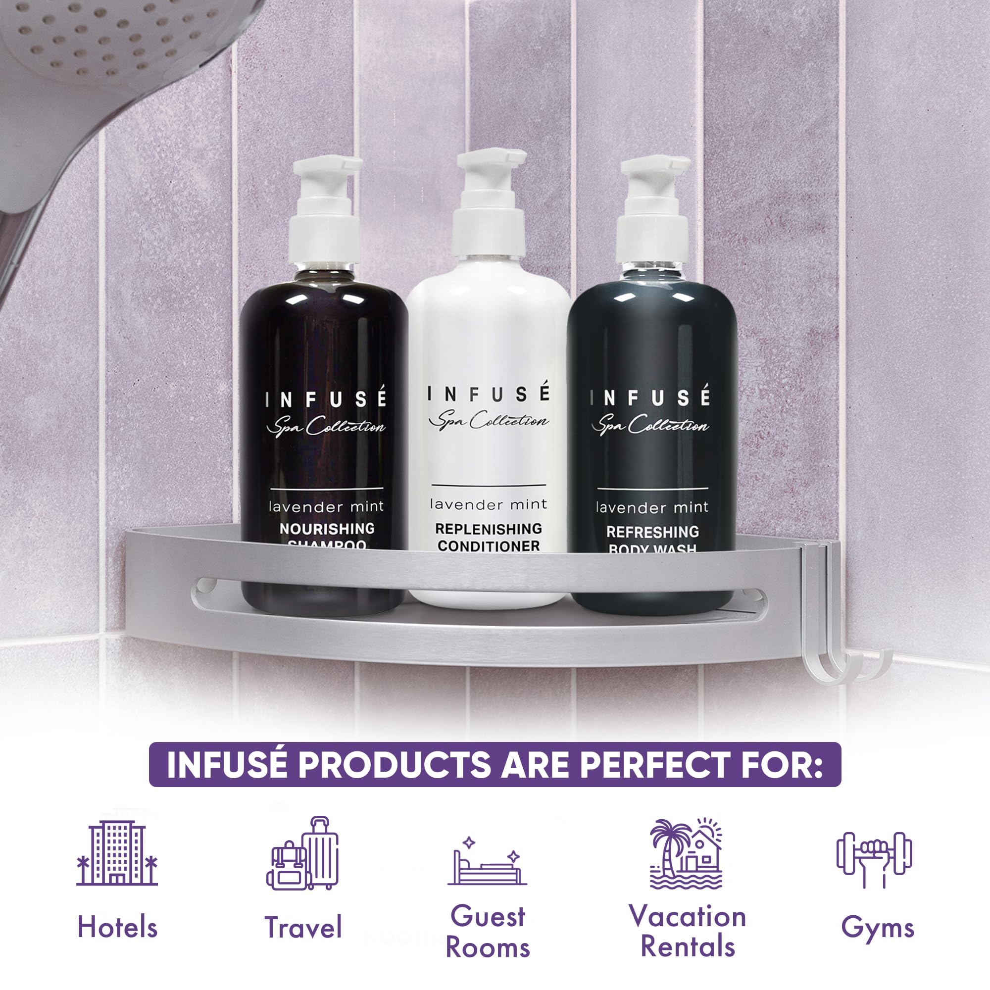 1-Shoppe Infuse Lavender Mint Spa Collection Amenities Set – 10.14 oz Pumps