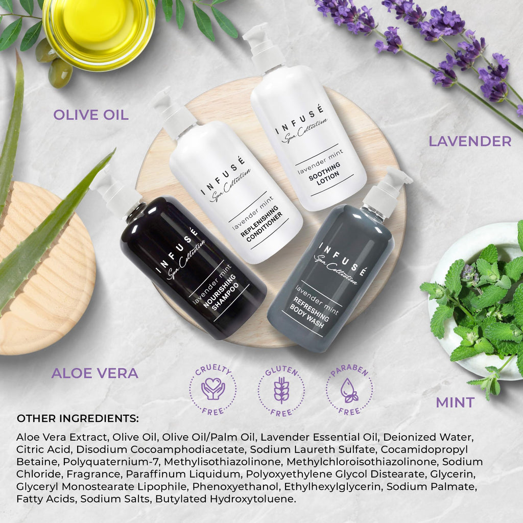 1-Shoppe Infuse Lavender Mint Spa Collection Amenities Set – 10.14 oz Pumps