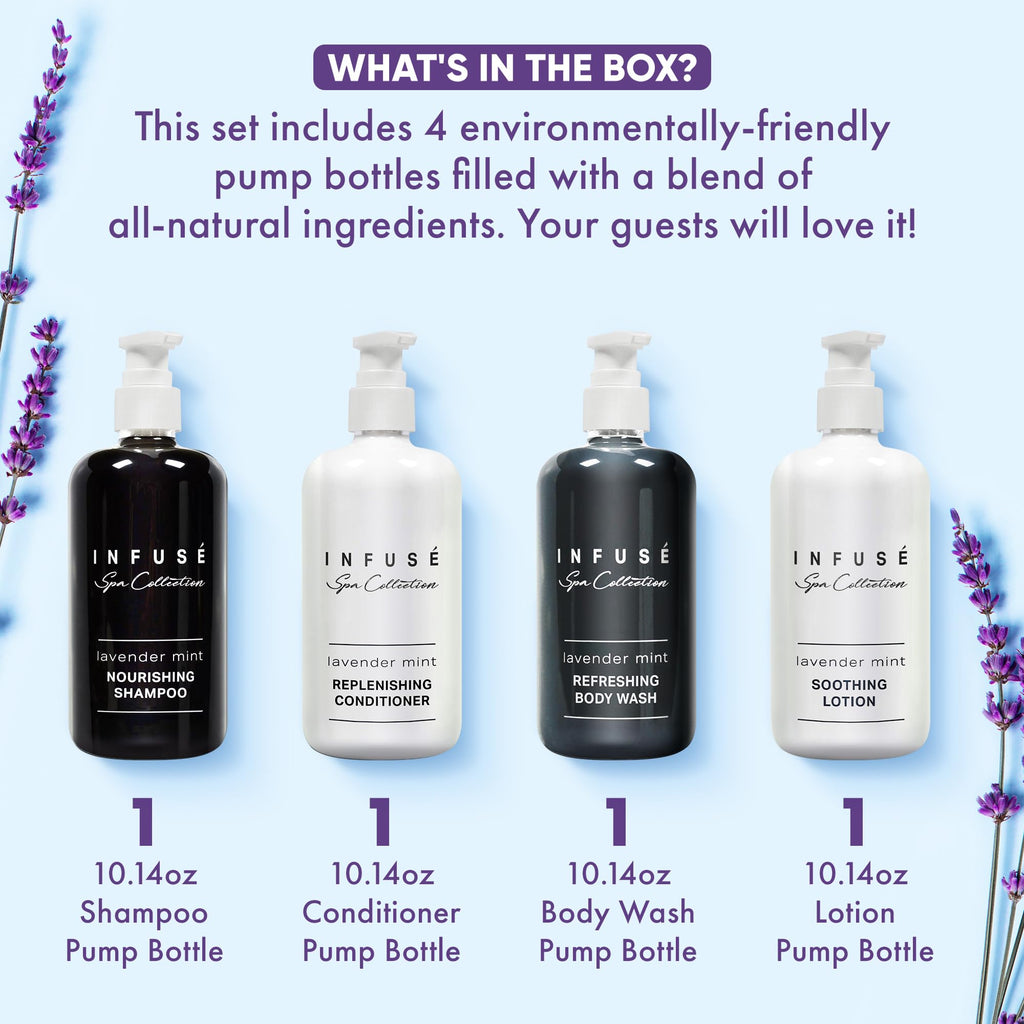 1-Shoppe Infuse Lavender Mint Spa Collection Amenities Set – 10.14 oz Pumps