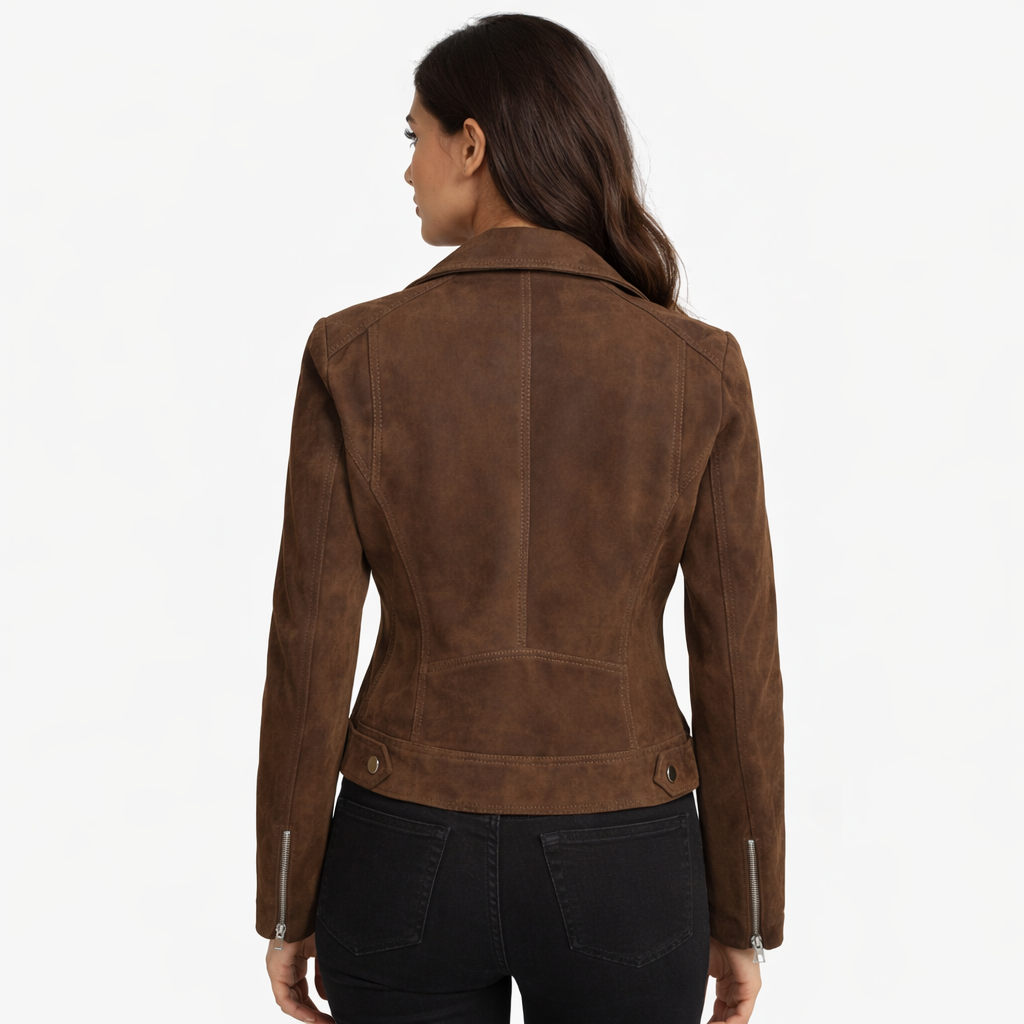 Women's Brown Suede Moto Jacket