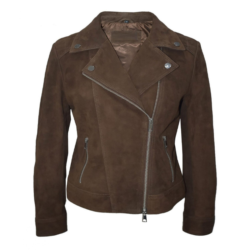 Women's Brown Suede Moto Jacket