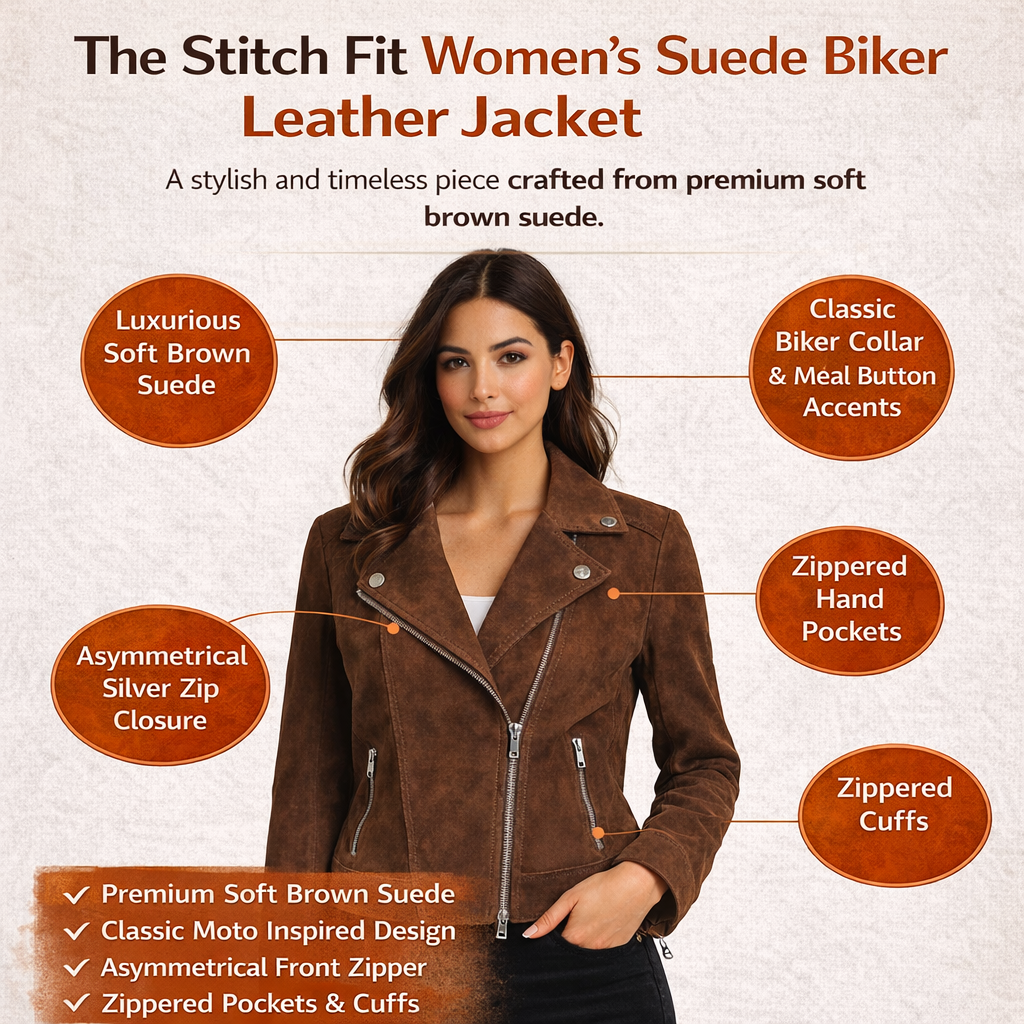 Women's Brown Suede Moto Jacket