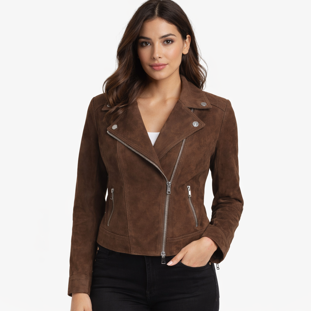 Women's Brown Suede Moto Jacket