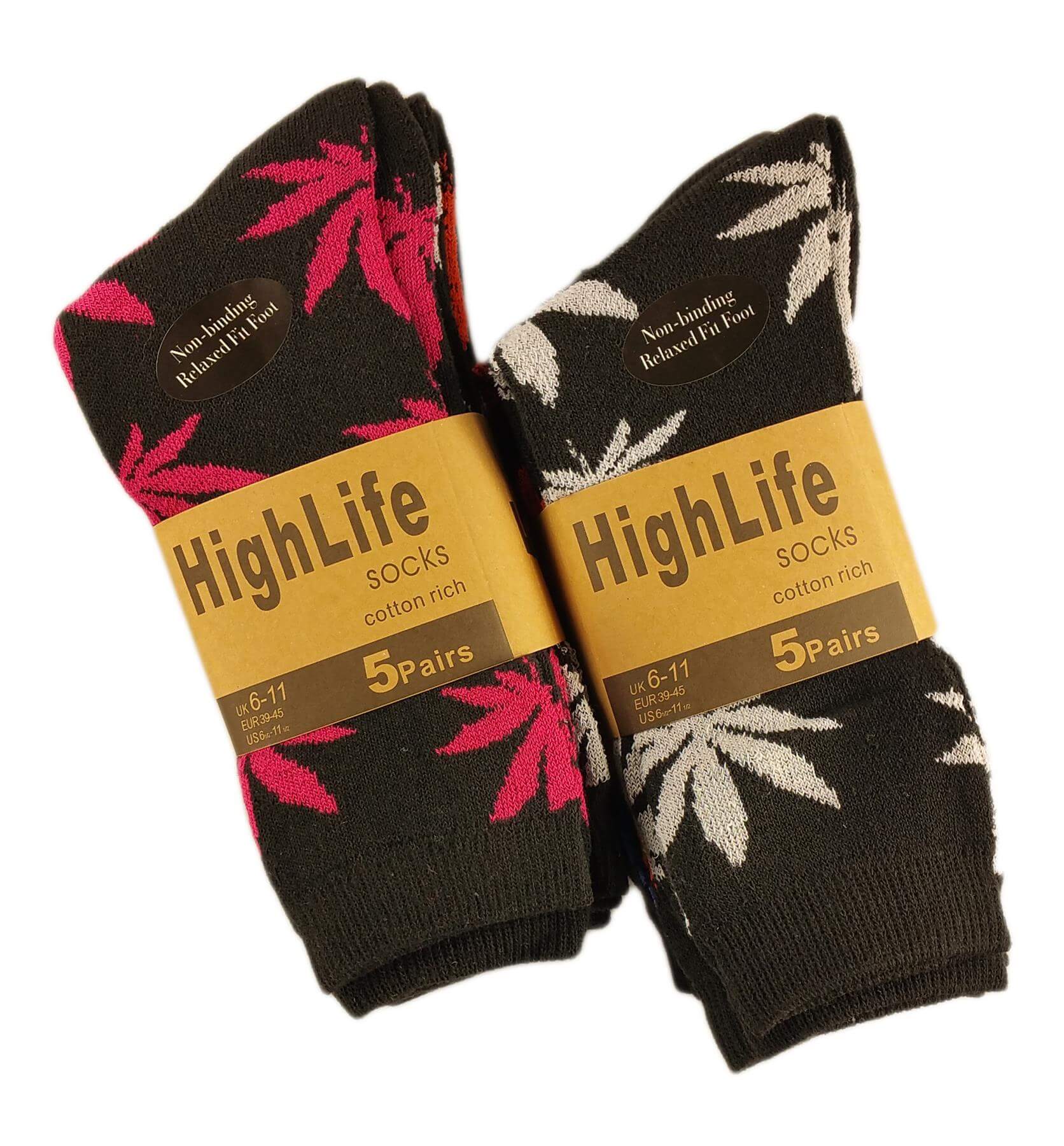 Sock Stack 10 Pairs Ganja Leaf Cotton Rich Comfort Fit Socks Ultra Smooth Flat Toe Seam