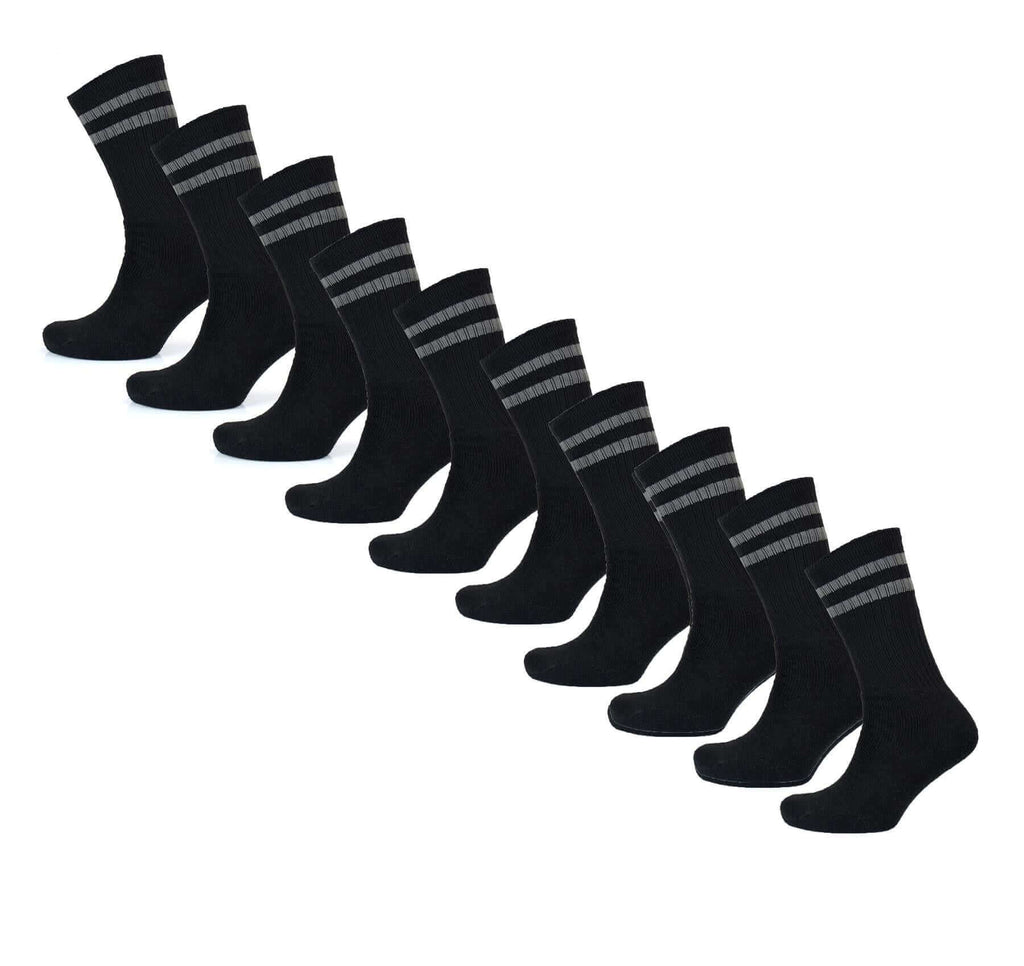 Sock Stack Mens Cotton Rich Striped Sport Socks UK 6-11 Moisture Wicking Reinforced