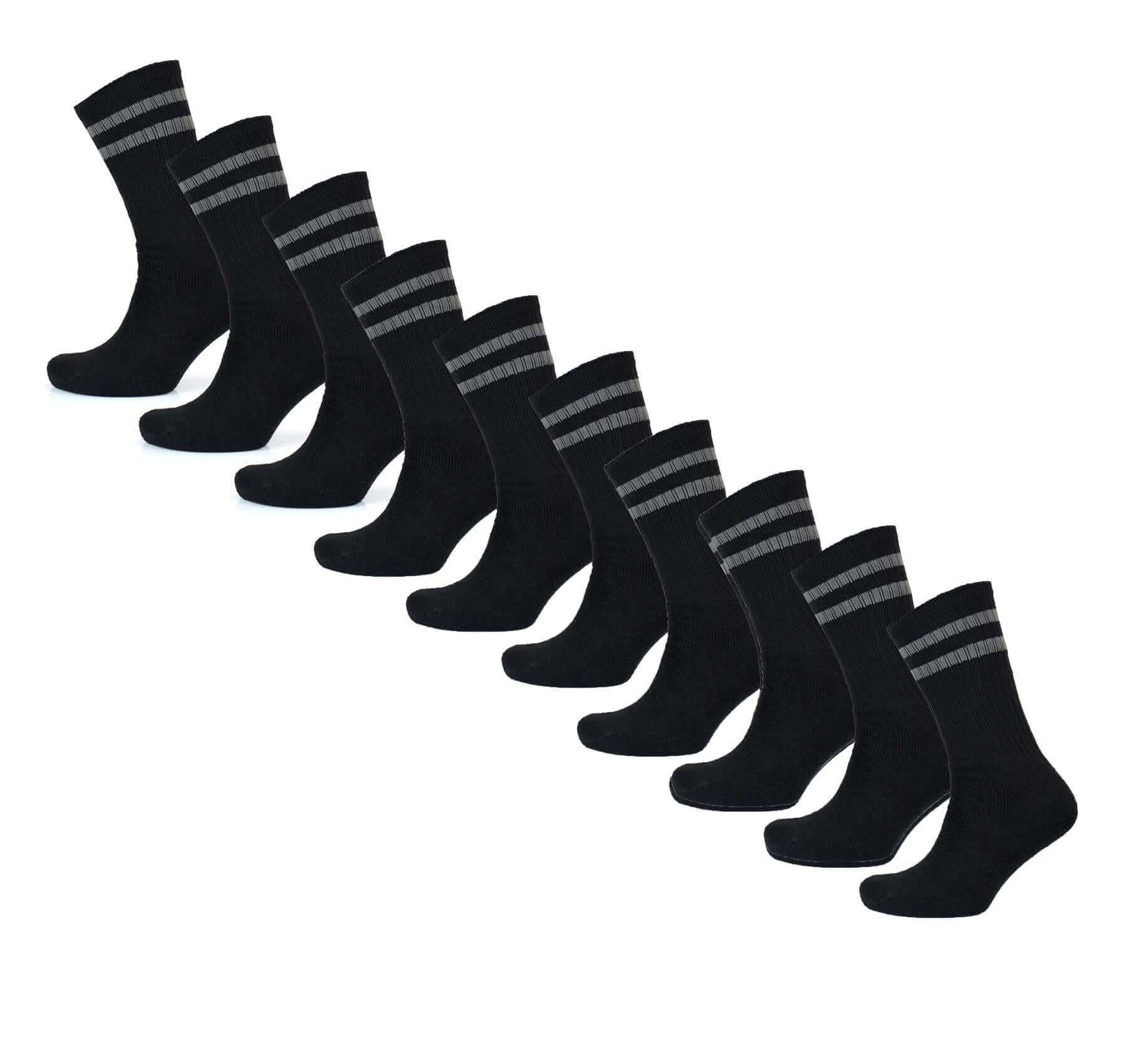Sock Stack Mens Cotton Rich Striped Sport Socks UK 6-11 Moisture Wicking Reinforced