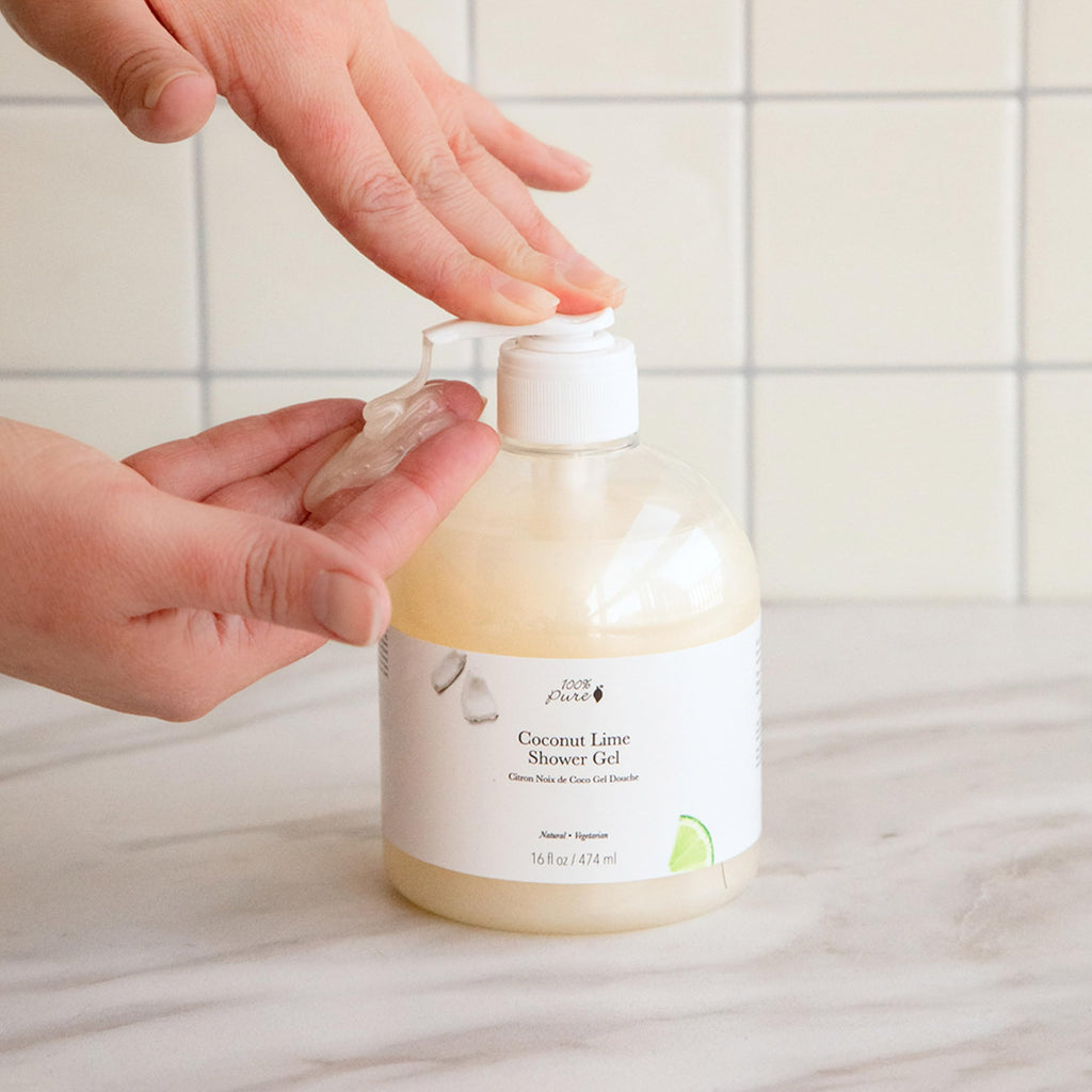 100% PURE Coconut Lime Shower Gel – Natural Hydrating Body Wash for All Skin Types (Gluten Free)