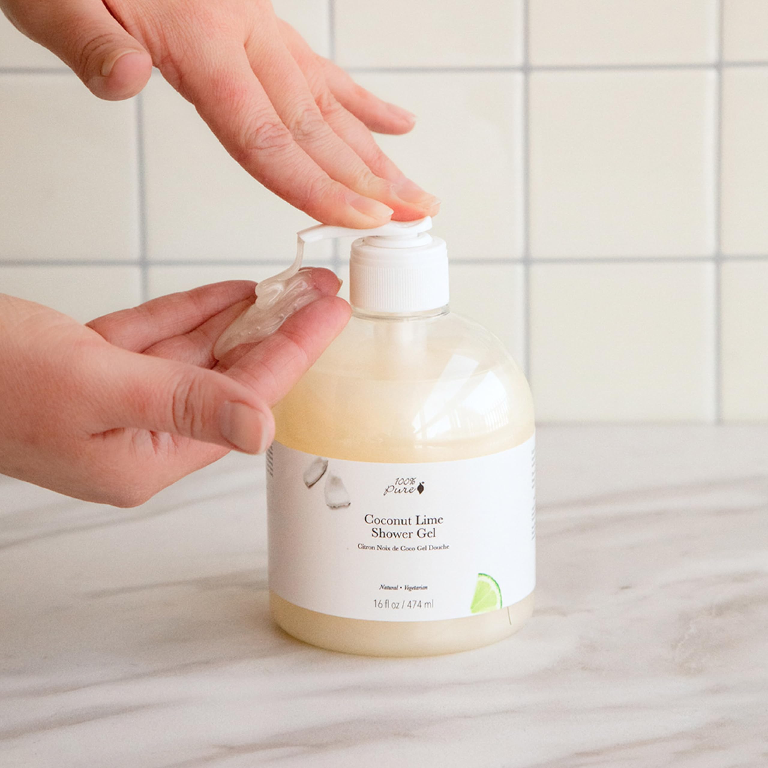 100% PURE Coconut Lime Shower Gel – Natural Hydrating Body Wash for All Skin Types (Gluten Free)