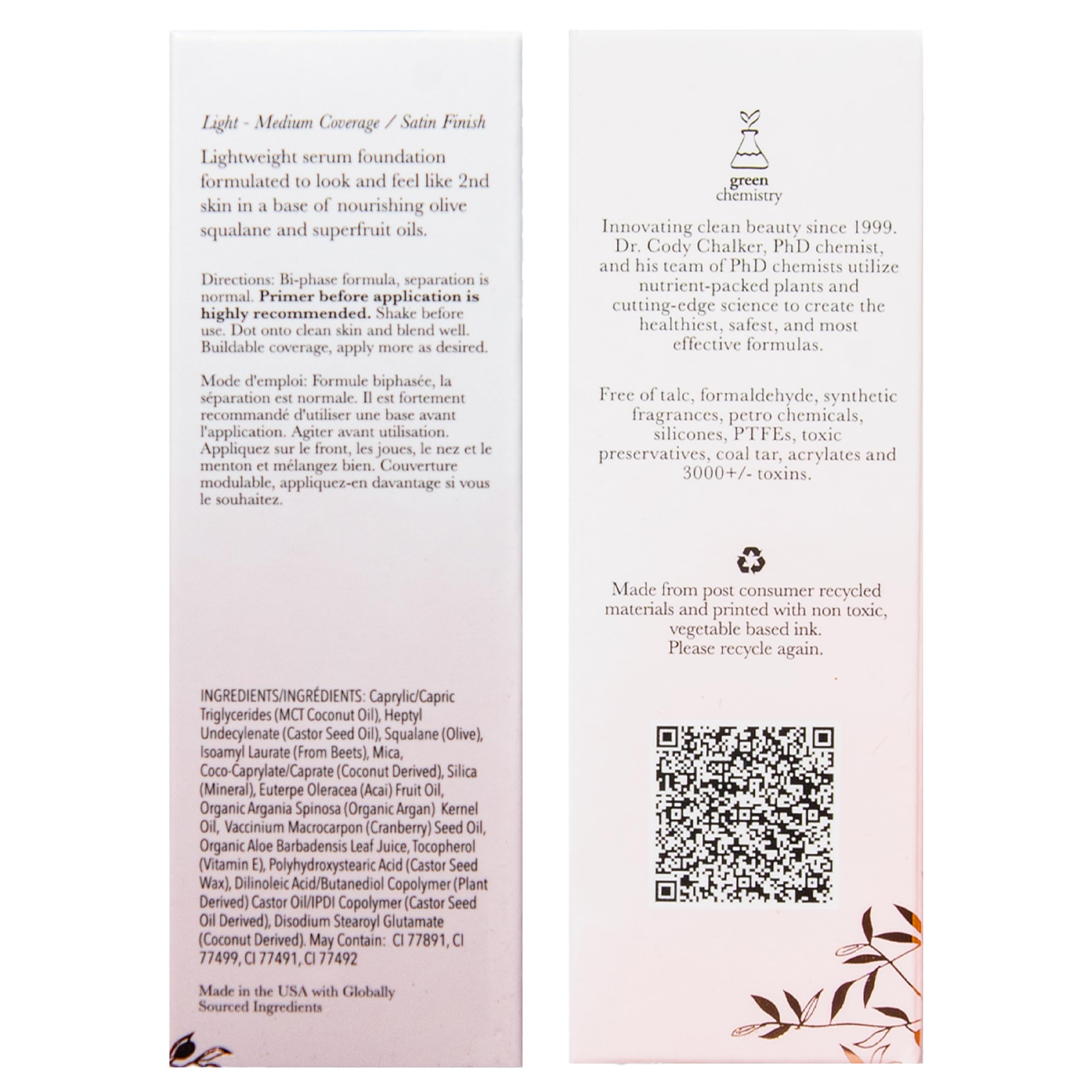 100% PURE 2nd Skin Lightweight Serum Foundation Shade 1 – Neutral Yellow Undertone (1.18 fl oz)