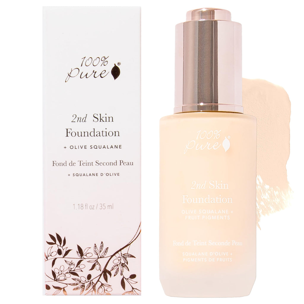 100% PURE 2nd Skin Lightweight Serum Foundation Shade 1 – Neutral Yellow Undertone (1.18 fl oz)