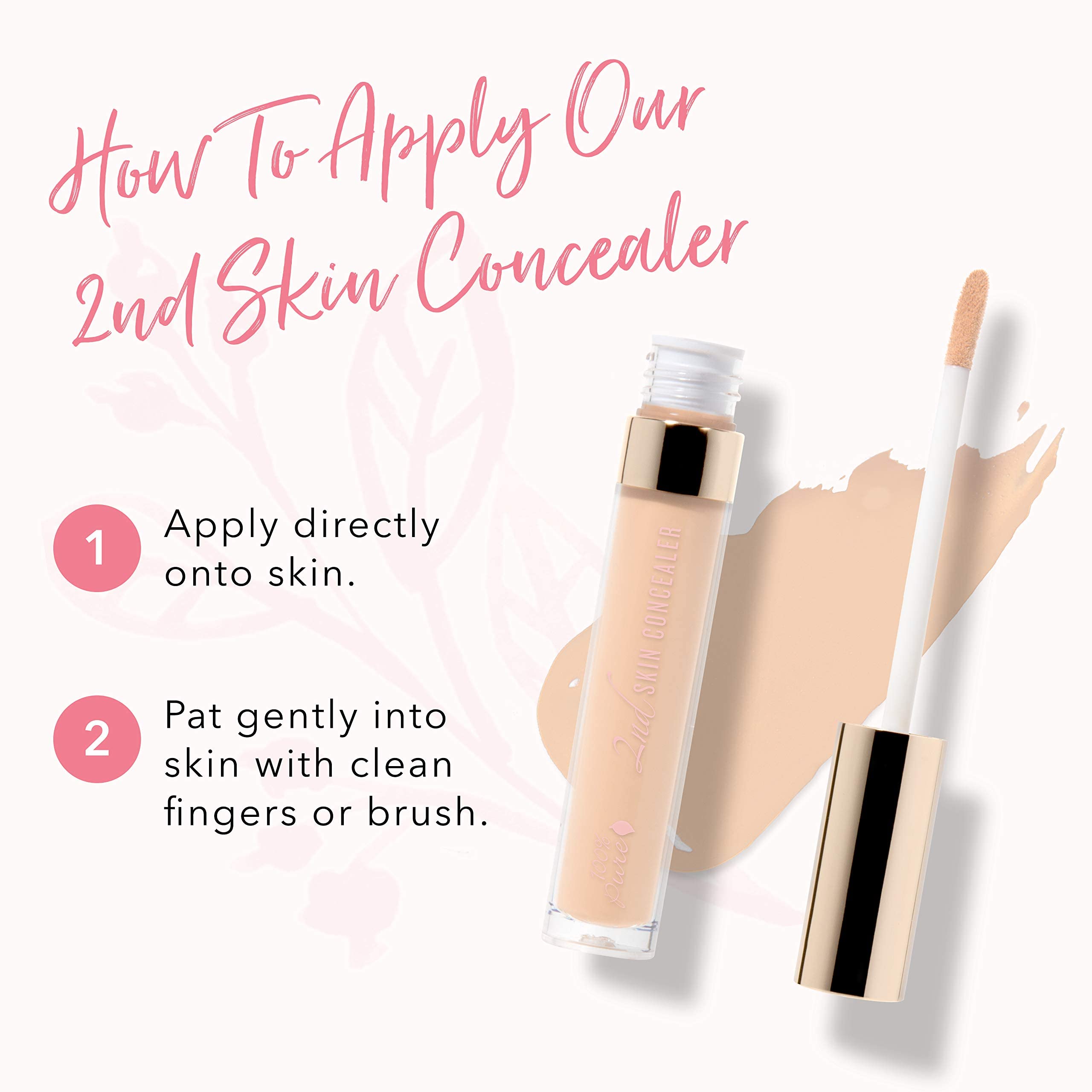 100% PURE 2nd Skin Concealer Shade 2 - Full Coverage, Lightweight, Fruit-Pigmented, Vegan