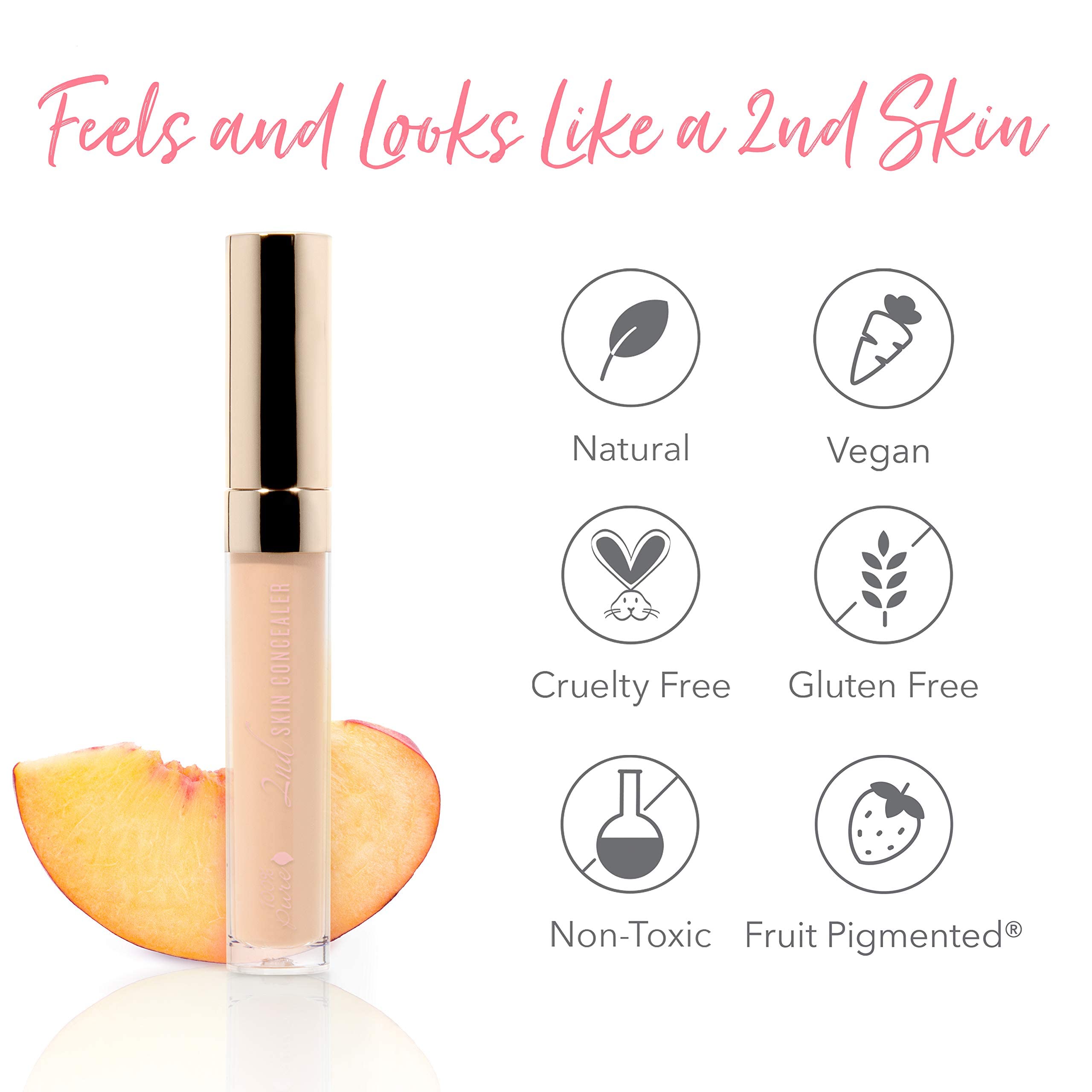 100% PURE 2nd Skin Concealer Shade 2 - Full Coverage, Lightweight, Fruit-Pigmented, Vegan