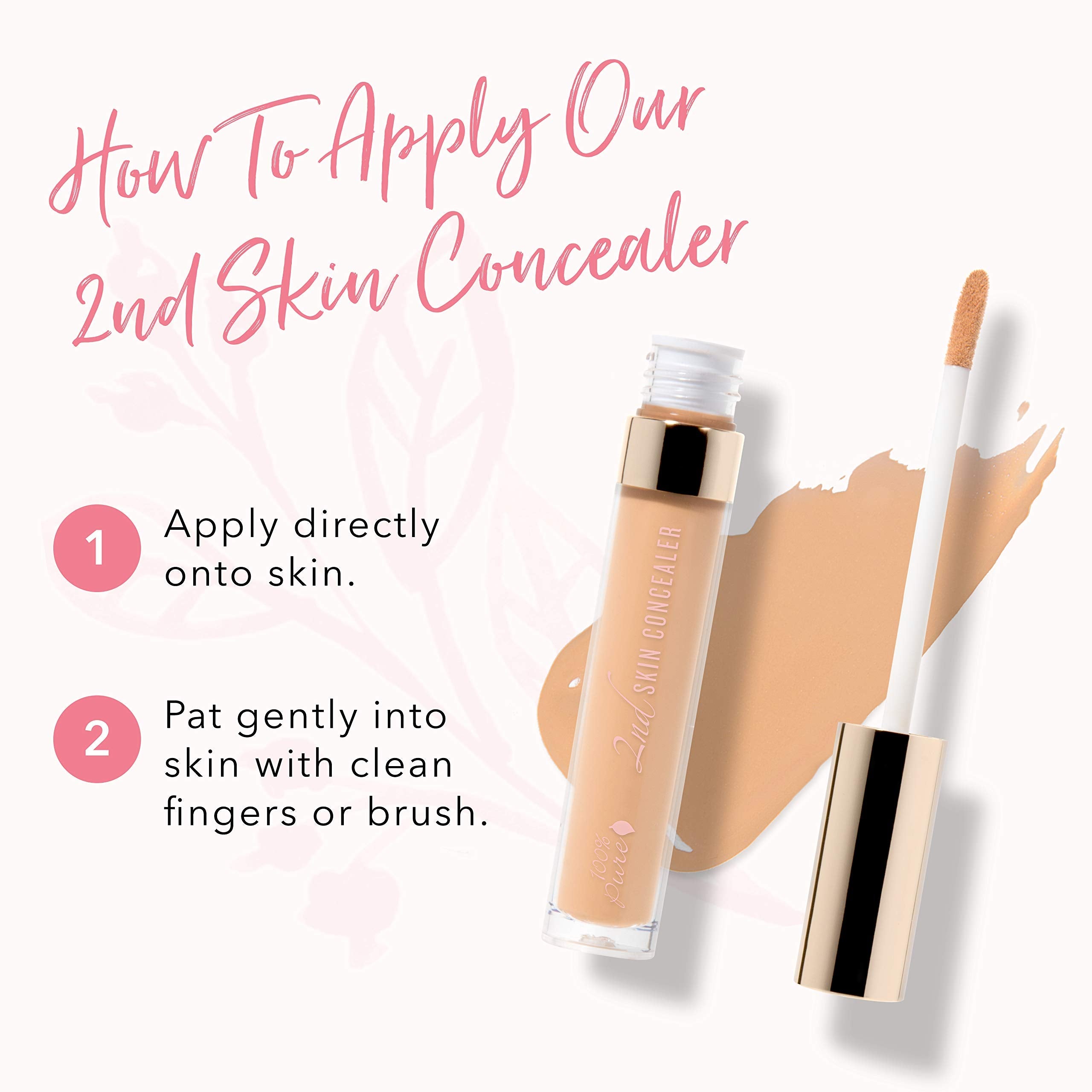 100% PURE 2nd Skin Concealer Shade 4 – Full Coverage, Lightweight, Fruit Pigmented, Vegan