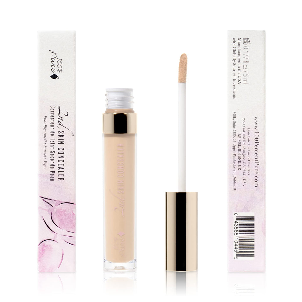 100% PURE 2nd Skin Concealer Shade 2 - Full Coverage, Lightweight, Fruit-Pigmented, Vegan