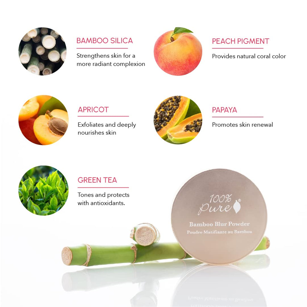 100% PURE Bamboo Blur Powder Tint – Tan Shade, Oil Control & Pore-Minimizing Matte Setting Powder
