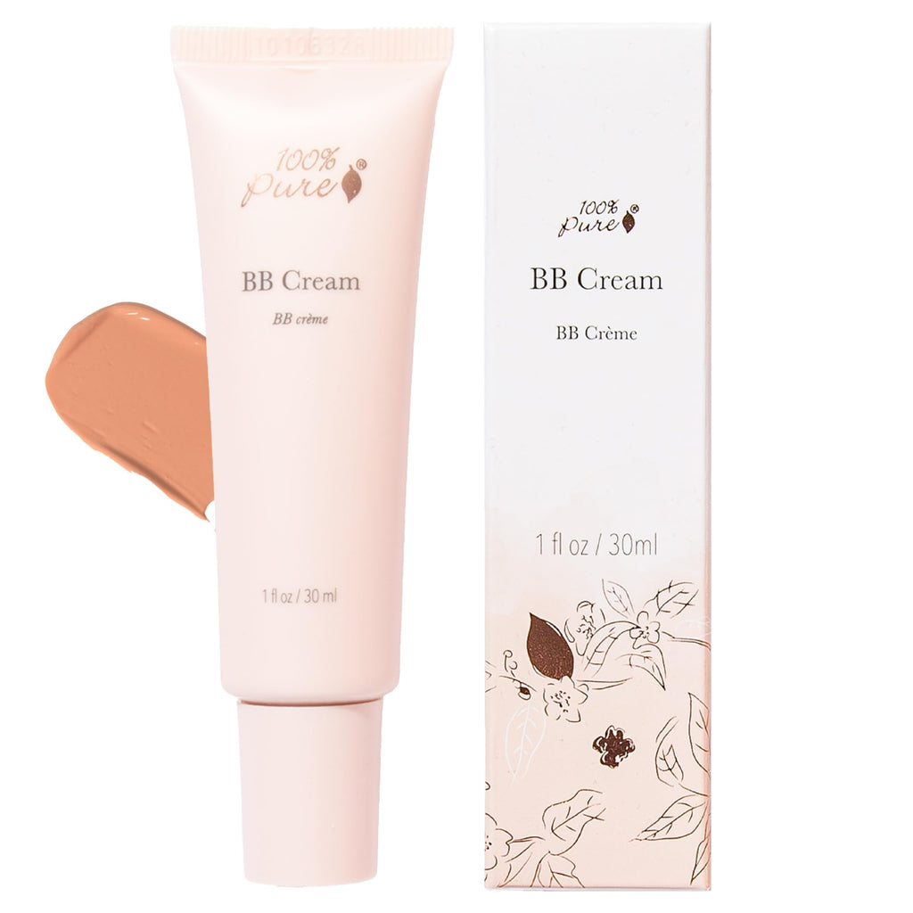 100% PURE BB Cream Shade 20 Aglow – All-in-One Primer, Concealer & Foundation (Dewy, Warm Undertone) – Vegan