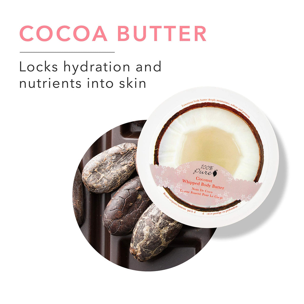 100% PURE Coconut Whipped Body Butter – Deep Hydration for Dry Skin, Vegan, 3.4 oz
